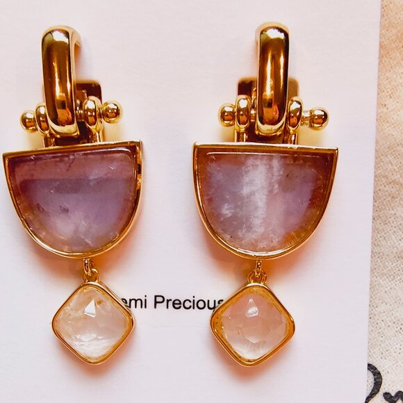 J.CREW GOBLET STONE DROP EARRINGS PURPLE MULTI - Picture 3 of 12